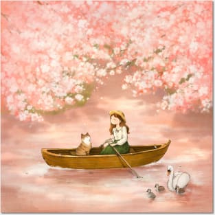 Cherry Blossom Lake Posters and Art